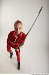 Woman Adult Athletic White Fighting with sword Standing poses Casual